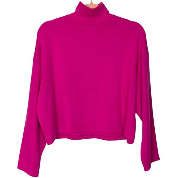Zara Cropped Turtleneck Knit Sweater Womens Size Small Pink - Picture 1 of 8